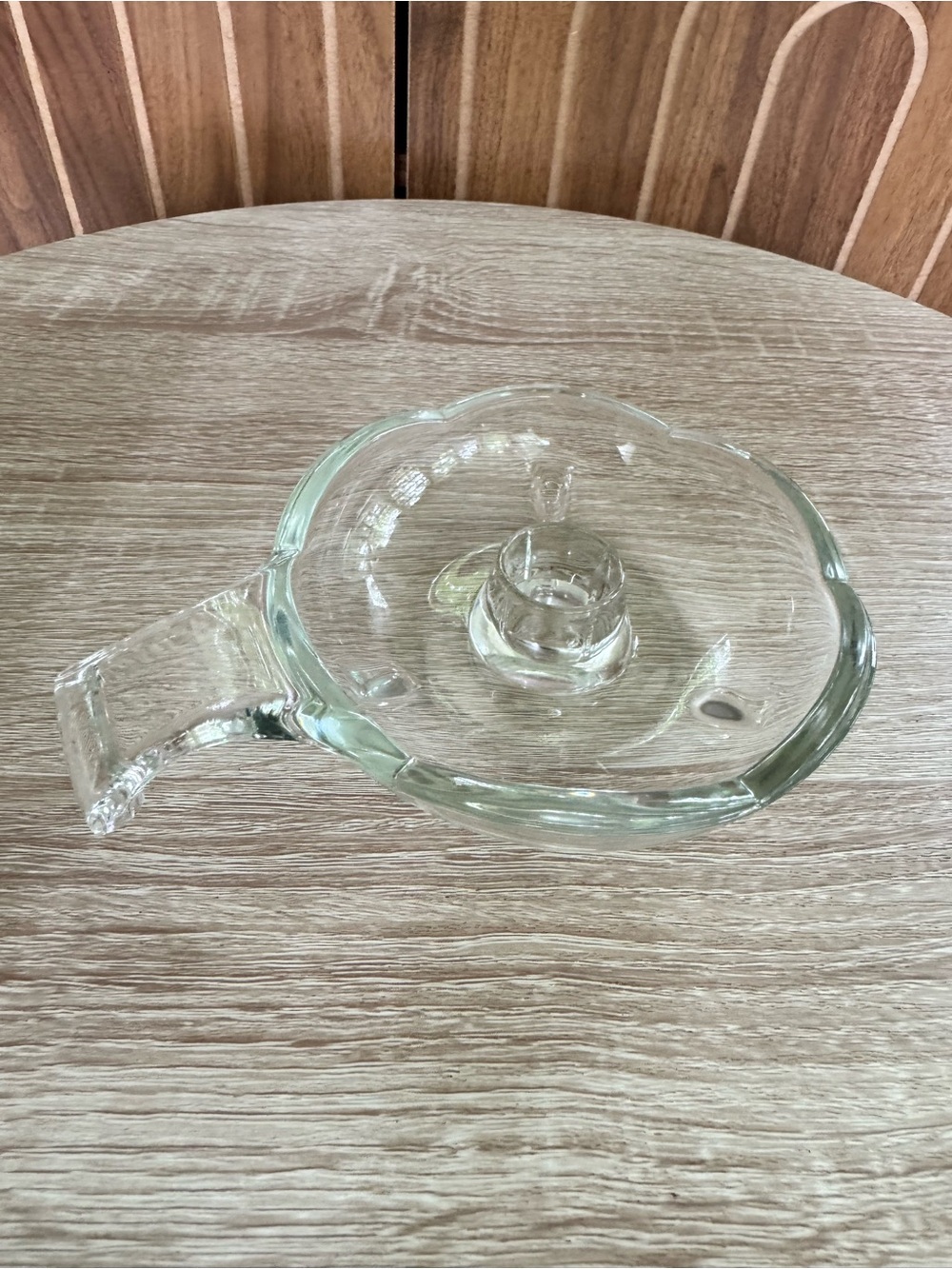 Vintage Clear Glass One-Handled Candle Holder with Tulip Peg Votive Holder - Picture 2 of 3